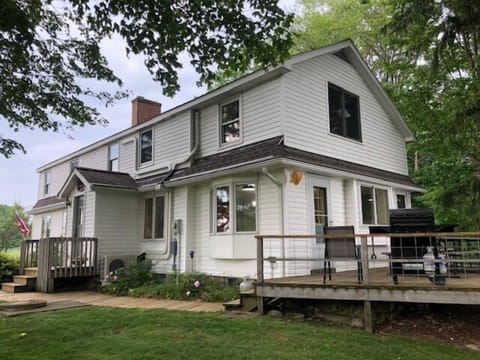 Home and Deck - Front view of the home with deck overlooking the Lake