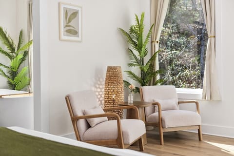 Sit down and enjoy a good book while taking in the forest views