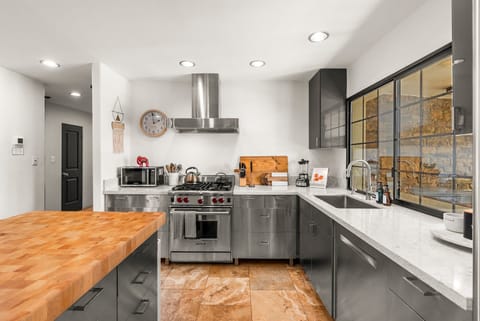 Updated kitchen with stainless steel Wolf appliances