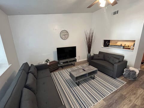 Living room with two pull out couches (one double, one single)