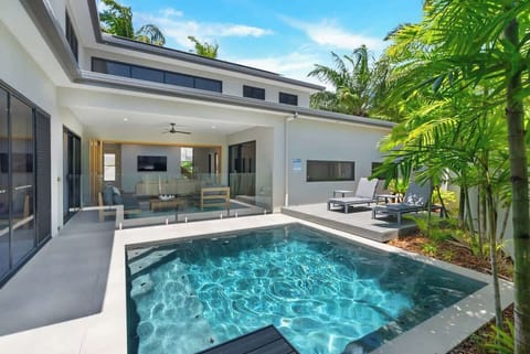 Bask in the sun on a lounger or take a refreshing dip in the sparkling private pool.