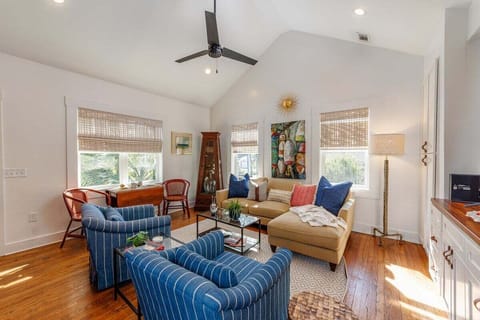 You'll love the open concept that seamlessly connects the living area to the kitchen.  The cozy dining area for two is perfect for enjoying a quiet meal together.
