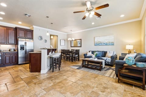 This wide open layout makes relaxing easy, with space to lounge, snack, and recharge.