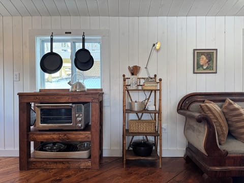 We provide a two burner stovetop and the Breville Air Fryer Pro