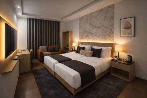 Premium bedding, down comforters, memory foam beds, in-room safe