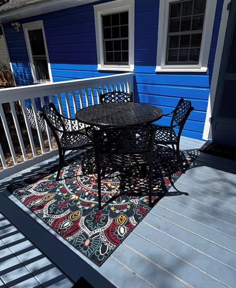 Outdoor dining and charcoal grill with complimentary starter charcoal.