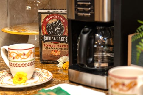    Kodiak cakes and coffee await—perfect start to mountain mornings.