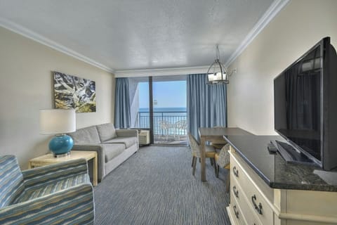 The ocean front living room is fabulous for movie night with the family.
