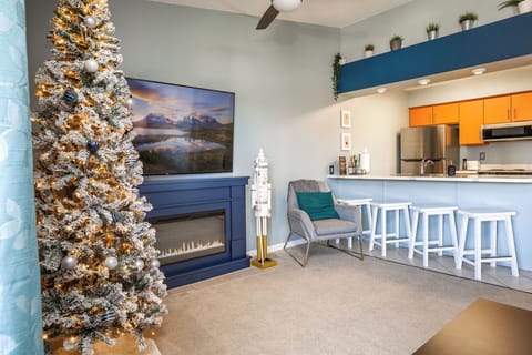 Holiday Living Room with electric fireplace