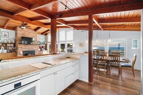 Full kitchen open to dining and living area