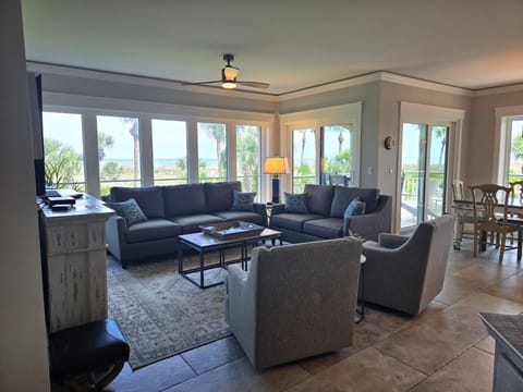 New couch, loveseat, and swivel chairs.  Love all the windows!  