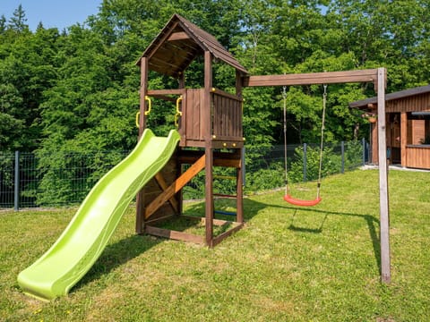 Playground Slide, Wood, Outdoor Play Equipment, Garden, Chute, Wood Stain, Backyard, Playground, Shade, Yard