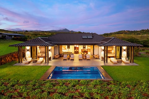 Take in the beauty of Hiki Moe's stunning aerial view, showcasing the pool and open design.