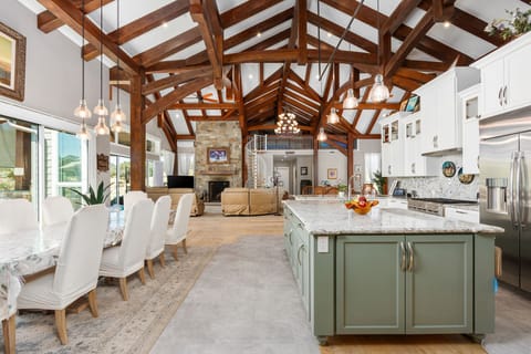 Kitchen and Dining area, Seats 12. Extra table and chairs as needed.