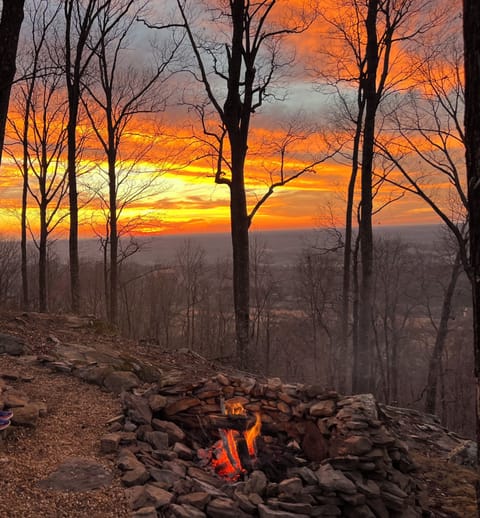 Fire pit area with sunset view for miles