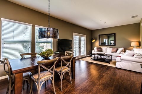 An open-concept design connecting the living and dining spaces.