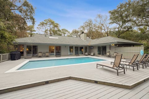 Private pool with outdoor seating 