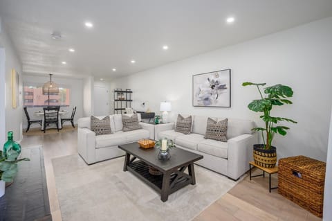 Comfortable seating in living room with sofa bed