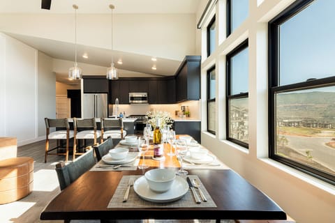 Dining table with seating for up to 7