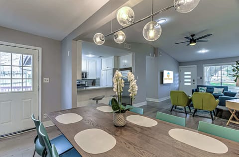 Open living, dining, and kitchen space 