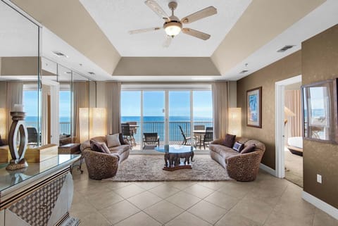 Gulf-facing living room at Empress 803