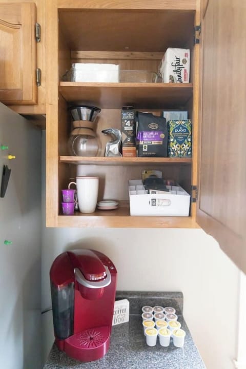 Coffee station with complimentary options.