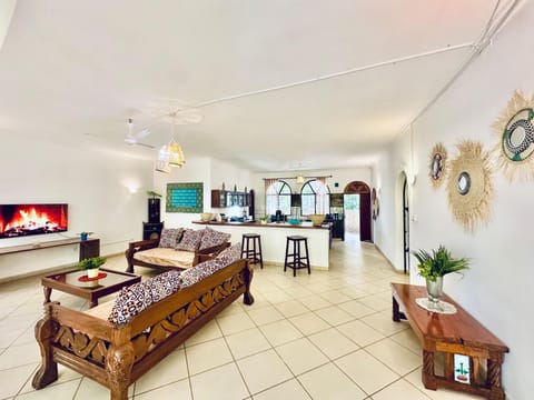 Marina seaside apartment living room area.