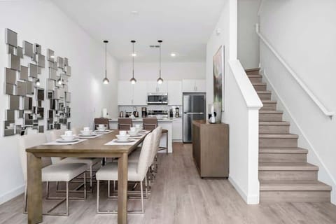 Gather around the spacious dining table for family meals and game nights!