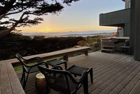 Spa deck overlooking view of bay 