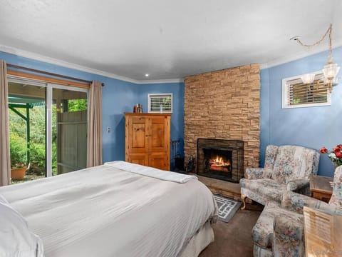 Bed & Electric Fireplace