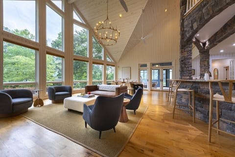 Living and dining room view from fireplace