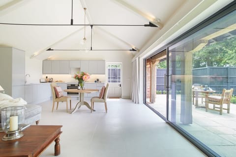 The large glazed doors open for indoor/outdoor living