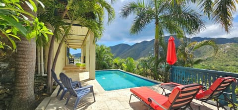 Tropical pool side lounging