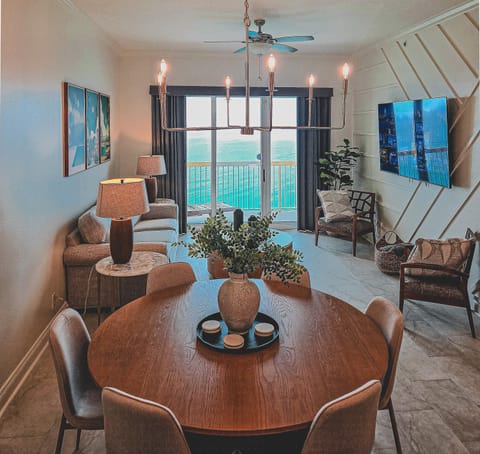 Cozy dining and living area with stunning ocean views