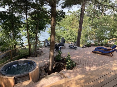 Private back deck area overlooking river