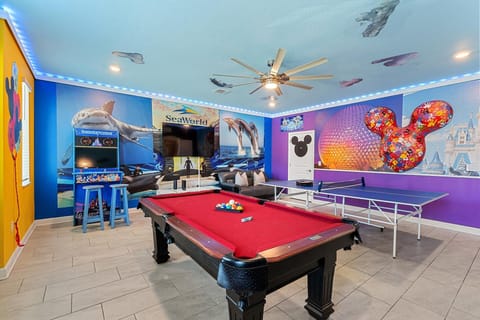 Game Room 65" Roku TV Pool Table Ping Pong