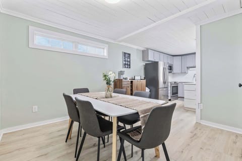 A stylish dining space with chairs to seat six!