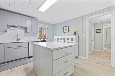 A stunning quartz counter island!