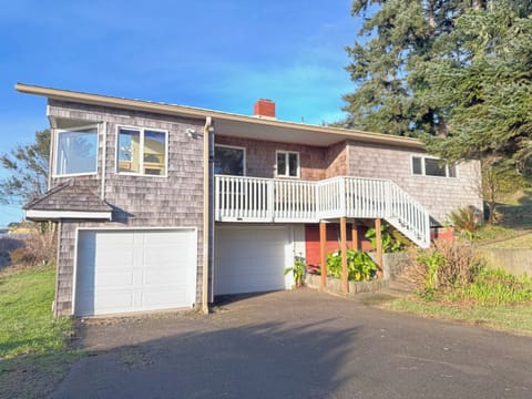 Driveway and stairs to front door.