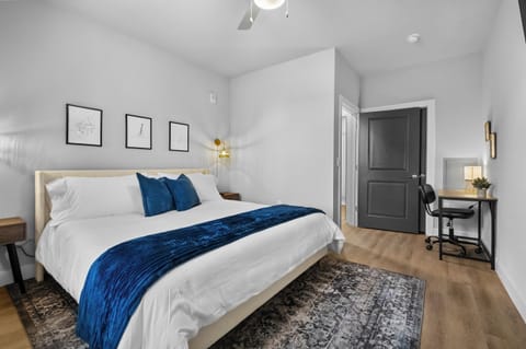 Stretch out and recharge in a comfortable king-size bed after a full day of work, trails, concerts or exploring NWA.
