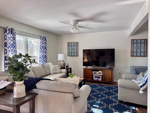 Bright and Modern Living Room with Smart TV.