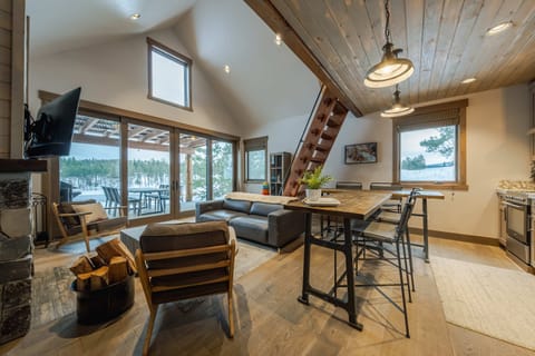 House, Multiple Beds, Hot Tub, Mountain View (Wilderness Club Cottage) | Living area | 55-inch flat-screen TV with digital channels, fireplace
