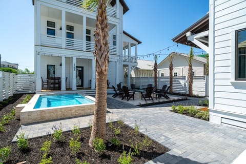Enjoy the private courtyard with pool and gas fire pit