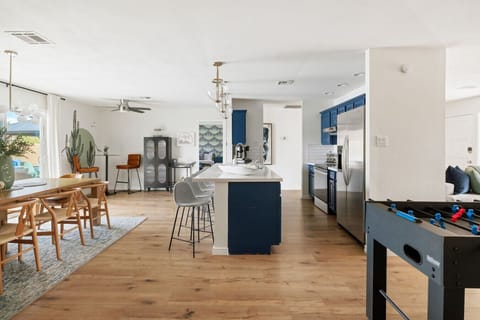 Spacious kitchen and dining area.