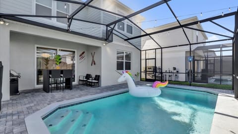 Private swimming pool and patio