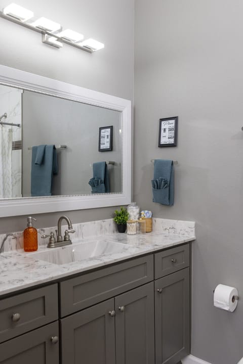 This bathroom setup is all about simplicity and style with all the essentials to start and end your day.