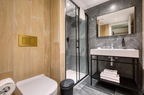 Superior Double Room | Bathroom | Shower, hair dryer, towels, soap