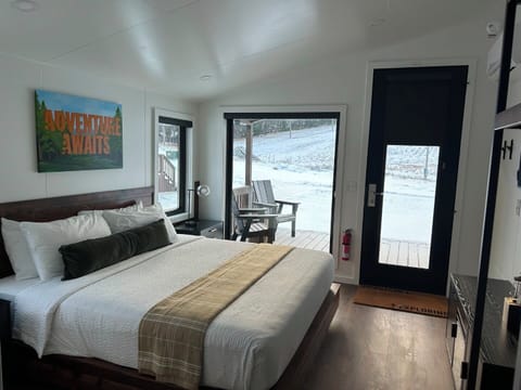 Wake up to snowy views and step onto the deck.