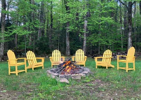 Enjoy evenings by the fire with comfy seating all around.