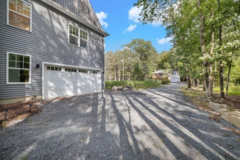 View of the garage and driveway.